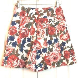 VTG Y2K High Waist Floral Pleated Culotte Shorts